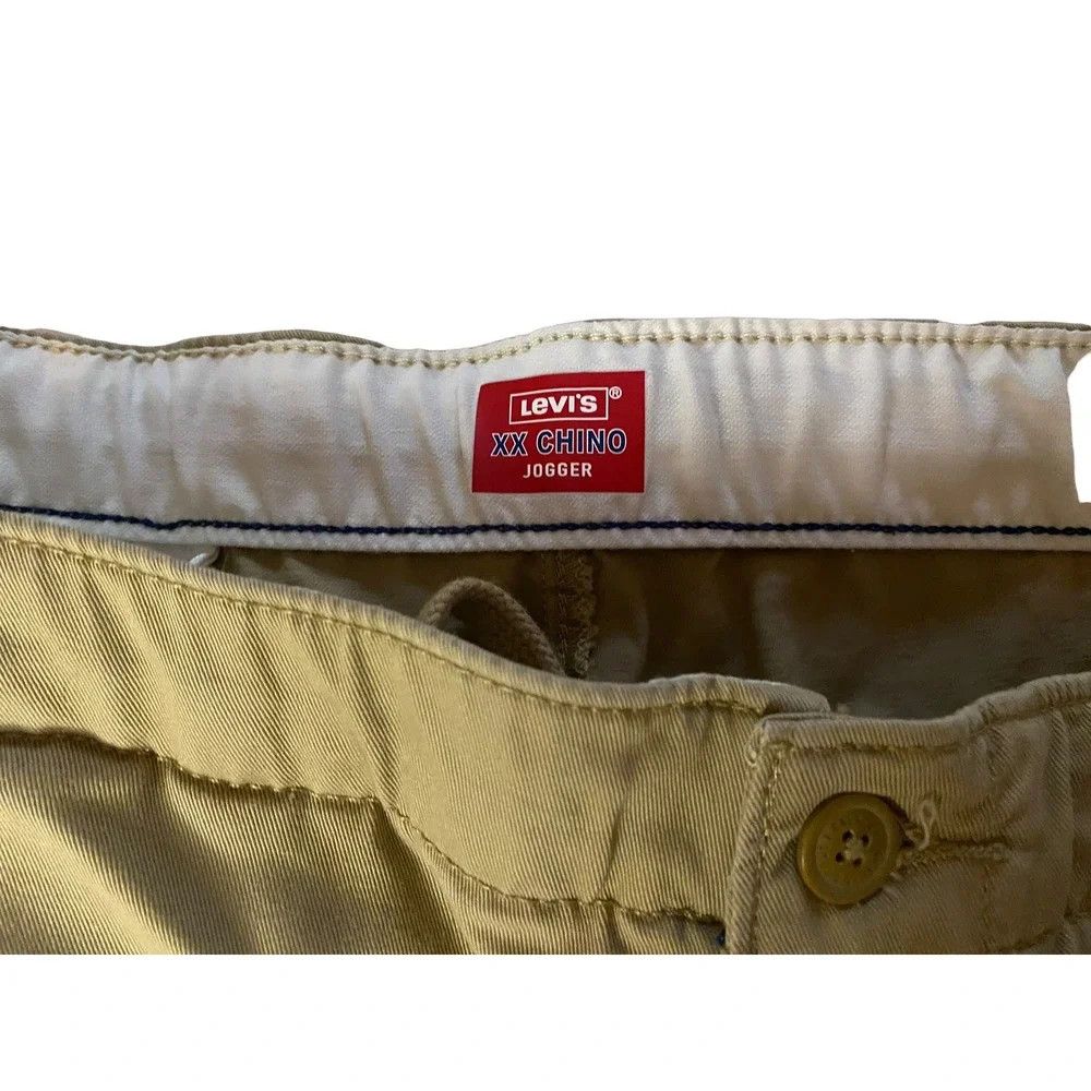 Levis XX Chino Jogger Pants Mens 42x28 Khaki Tan Cotton Stretch Tapered S110728